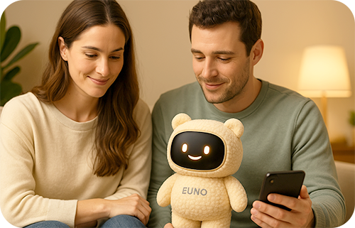 Image de parents avec le robot Euno